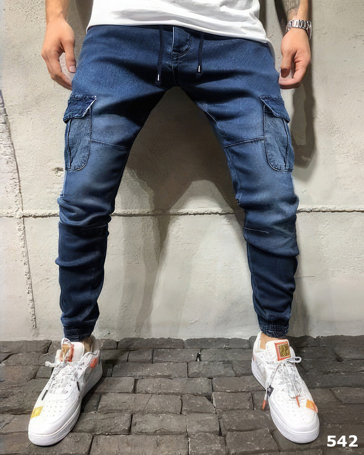 Denim Cargo Jogger Mid Blue - 542
