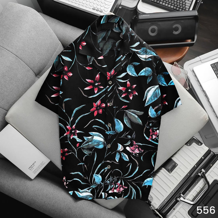 Floral Print Hawaiian Shirt - 556
