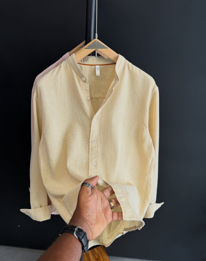 Men Linen Ban Collar Shirts - UAE