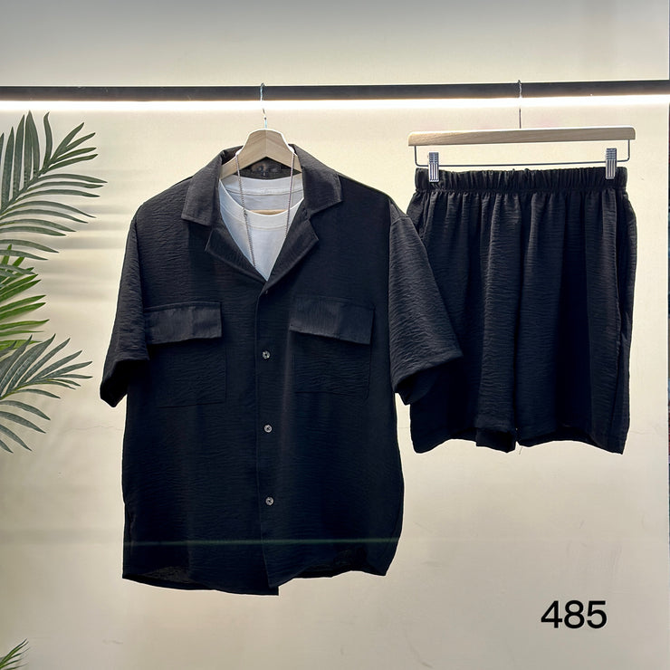 Linen Co-ord Set Black - 485