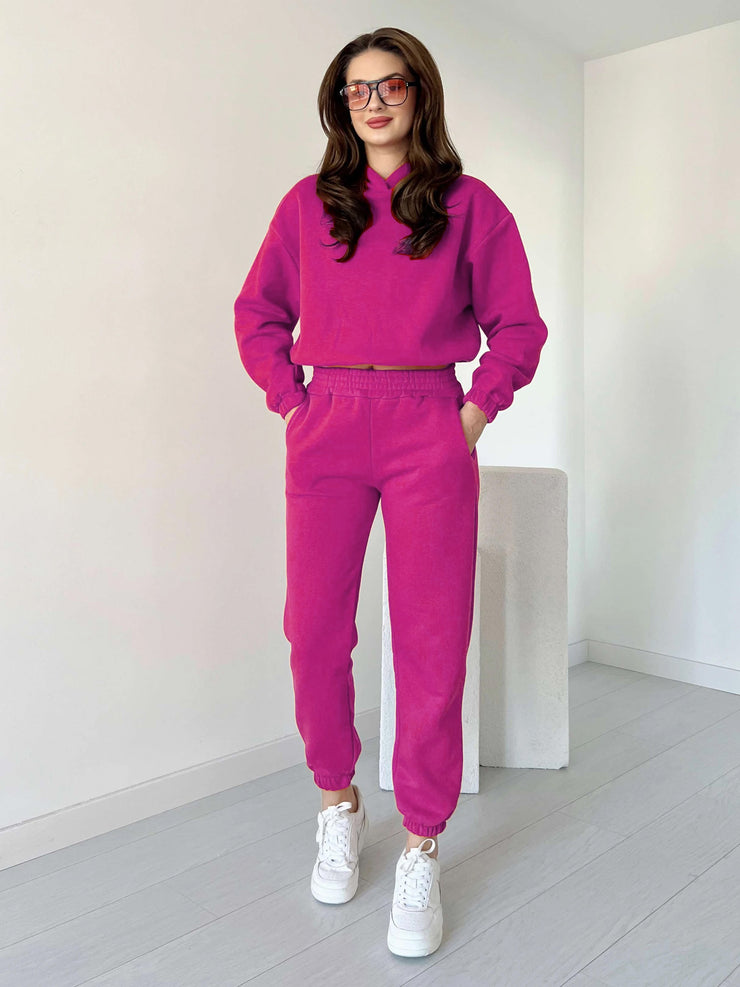 Women Cropped Hoodie 2pc Set