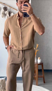 Men's Linen Sets - British Collar
