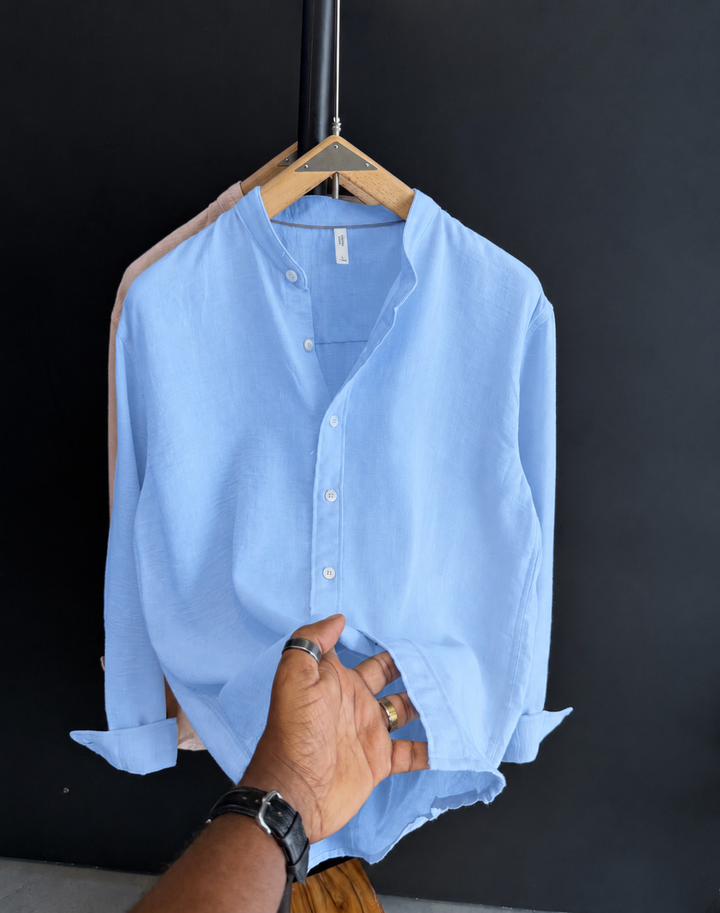 Men Linen Ban Collar Shirts - UAE