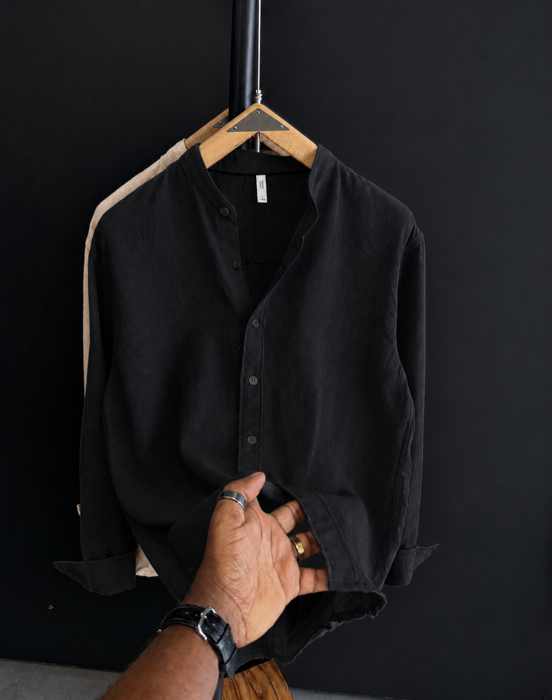 Men Linen Ban Collar Shirts - UAE