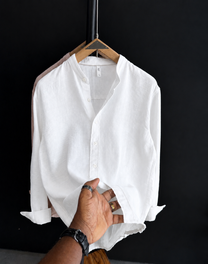 Men Linen Ban Collar Shirts - UAE