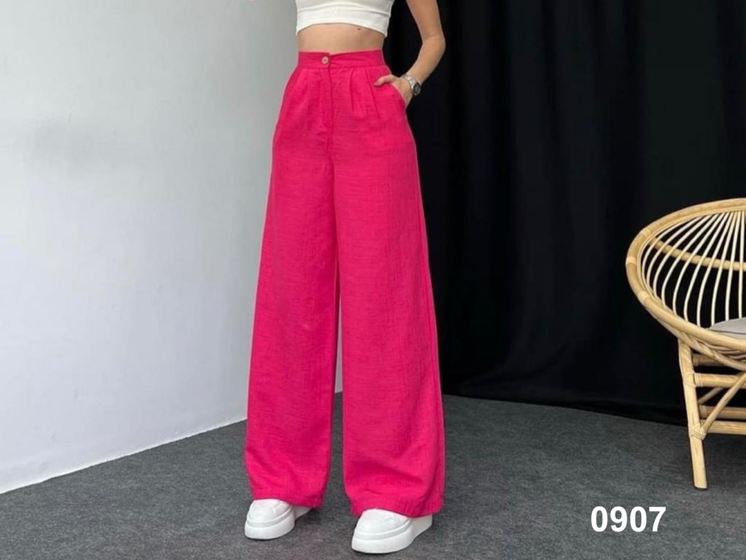Women Linen Plazo Pant - Pink