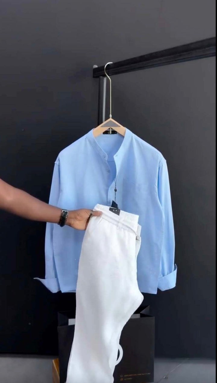 Linen Ban Collar Shirt - Pre Order