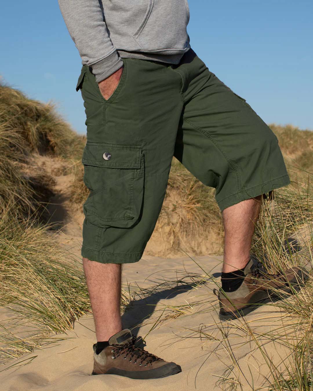 Men's Cotton Chino Shorts - Summer Casual, Flat Front, Stretch Fabric, Sizes 30-40
