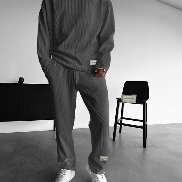 Men Crewneck Pleated Sets