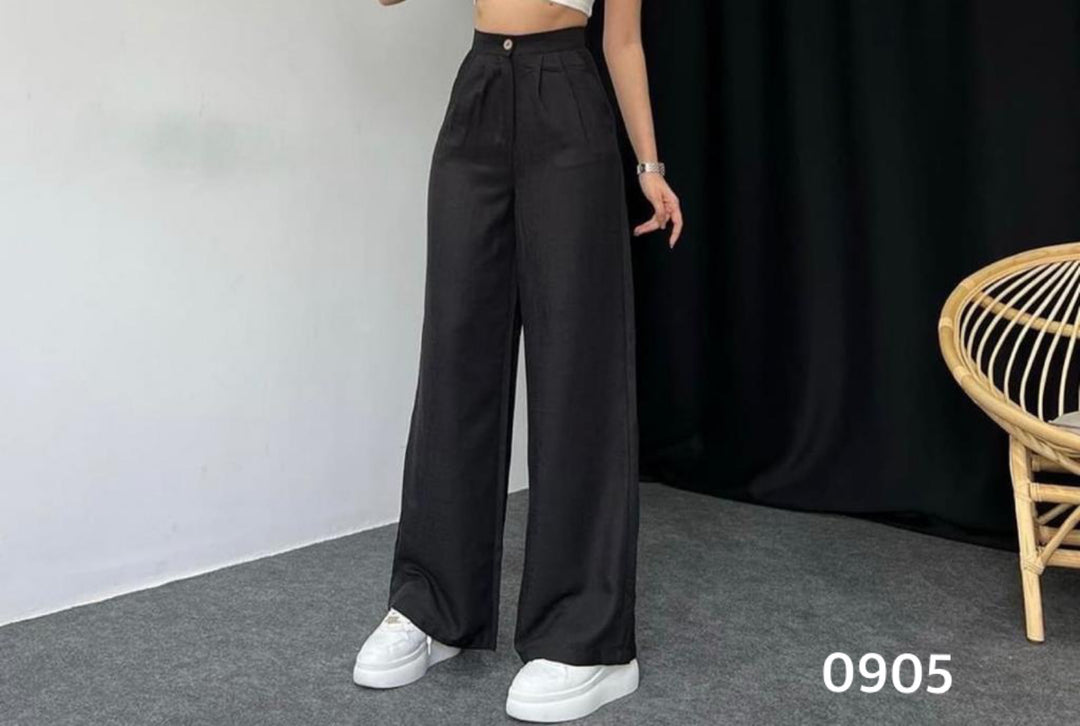 Women Linen Plazo Pant- Black