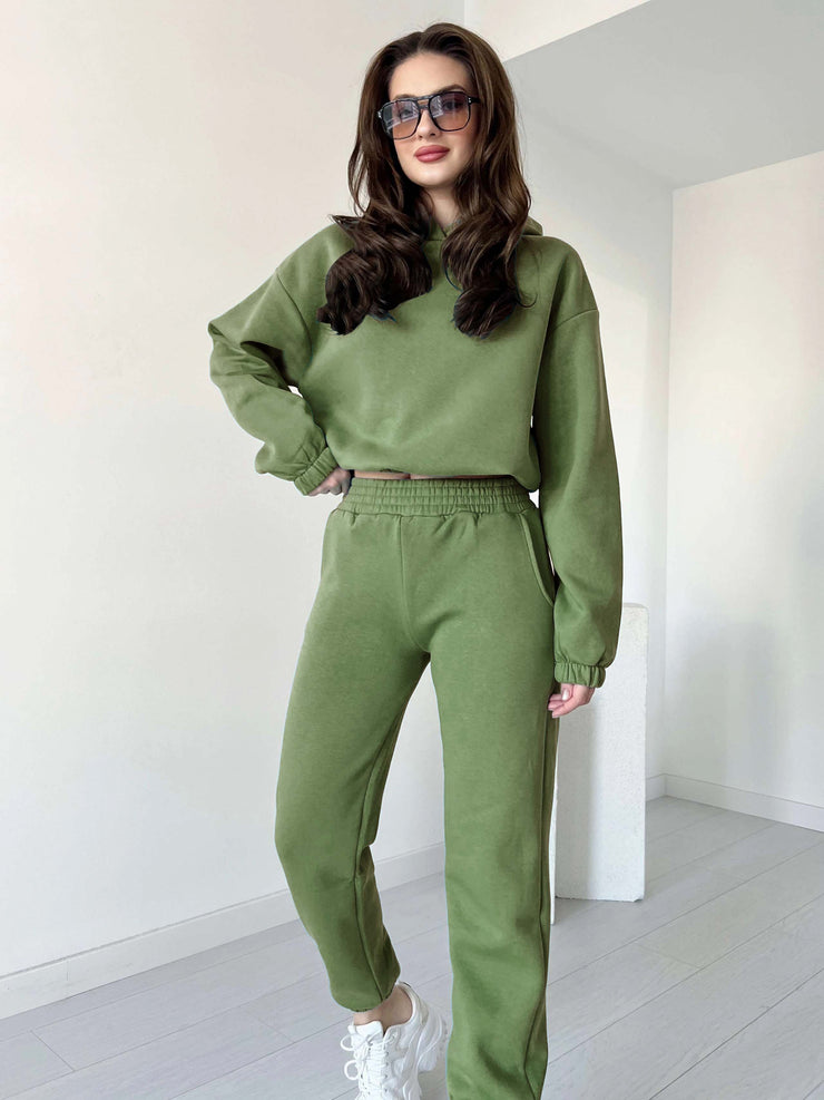 Women Cropped Hoodie 2pc Set