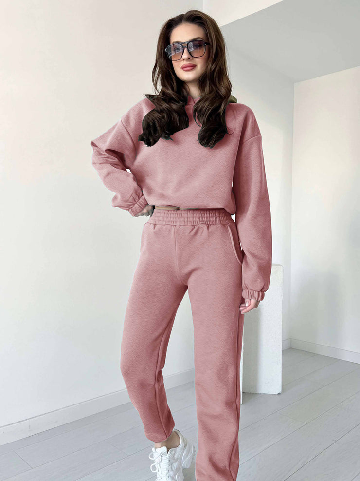 Women Cropped Hoodie 2pc Set