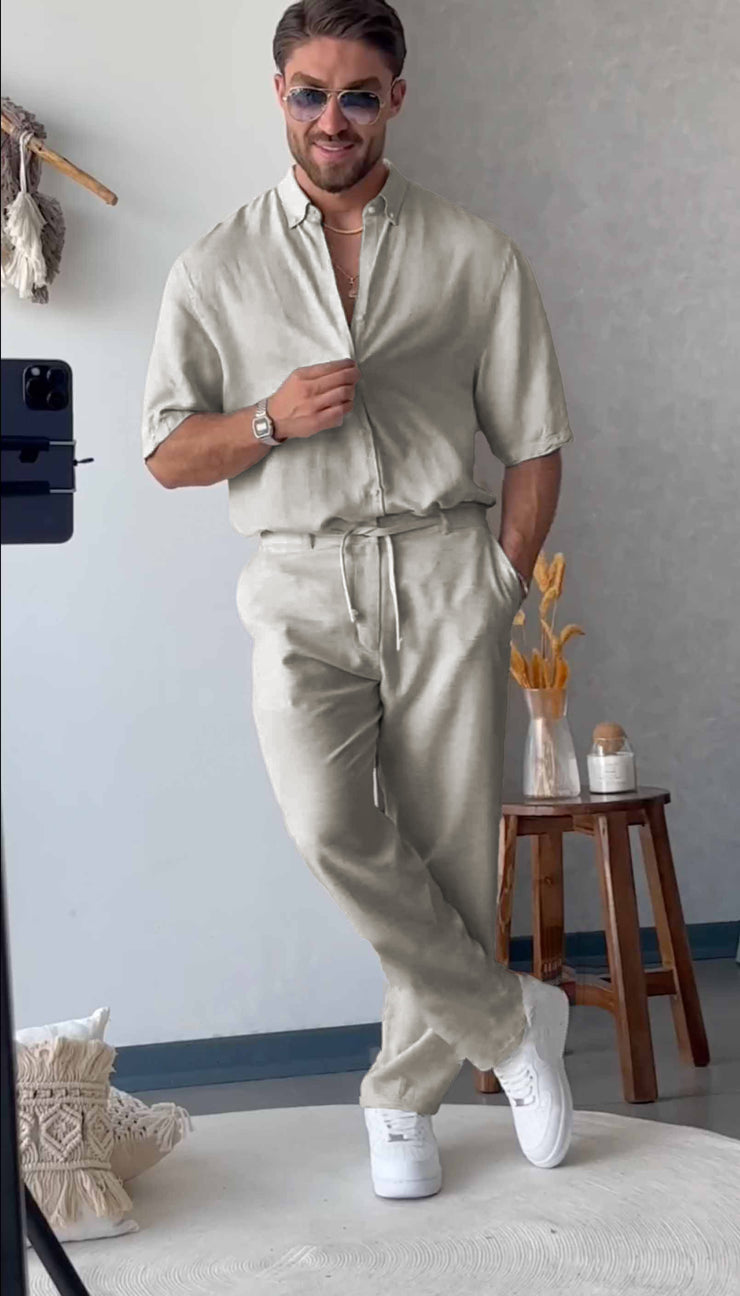 Men's Linen Sets - British Collar