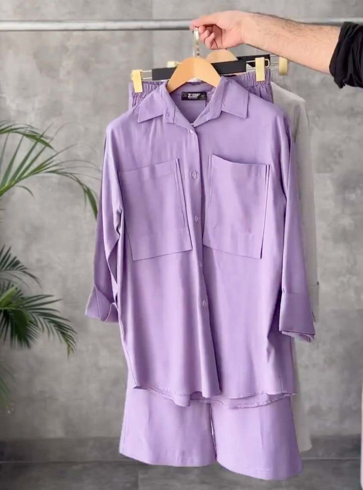 Front Pock Long Shirt &amp; Trouser - Premium Viscose
