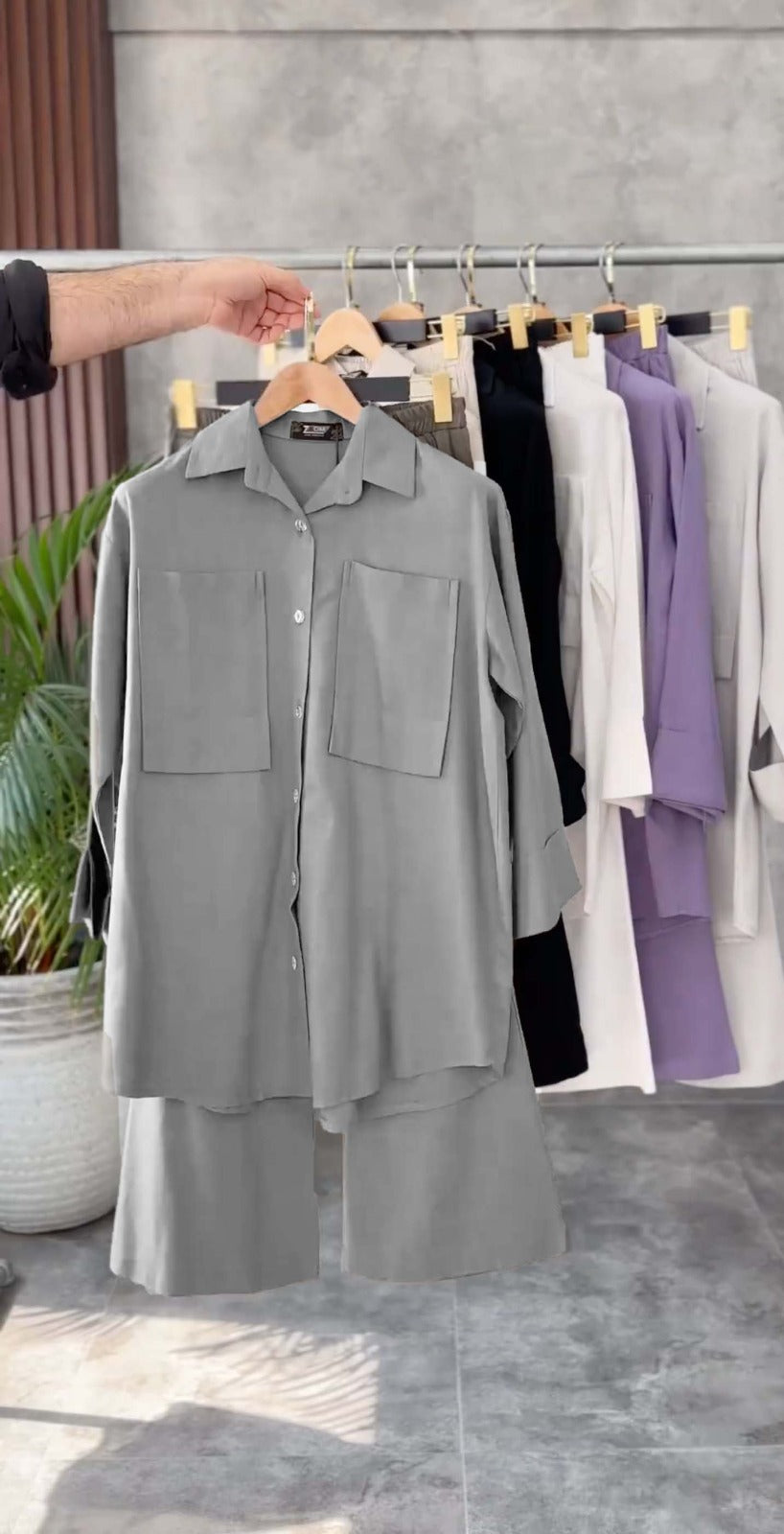 Front Pock Long Shirt &amp; Trouser - Premium Viscose
