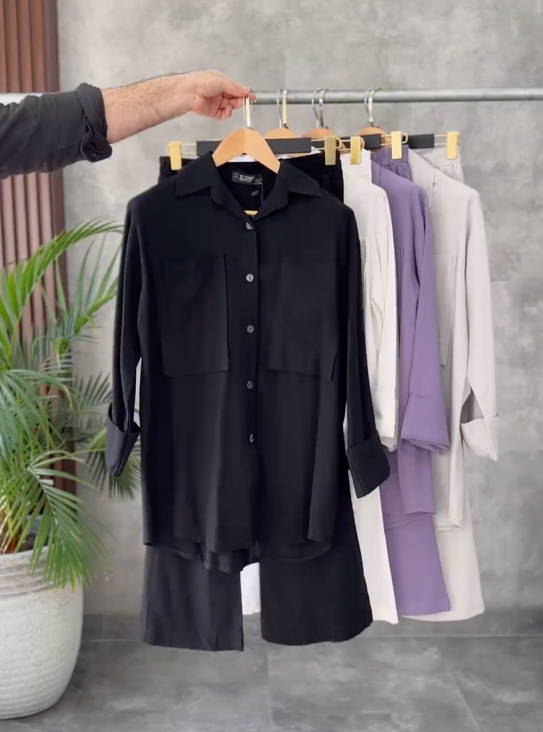 Front Pock Long Shirt &amp; Trouser - Premium Viscose