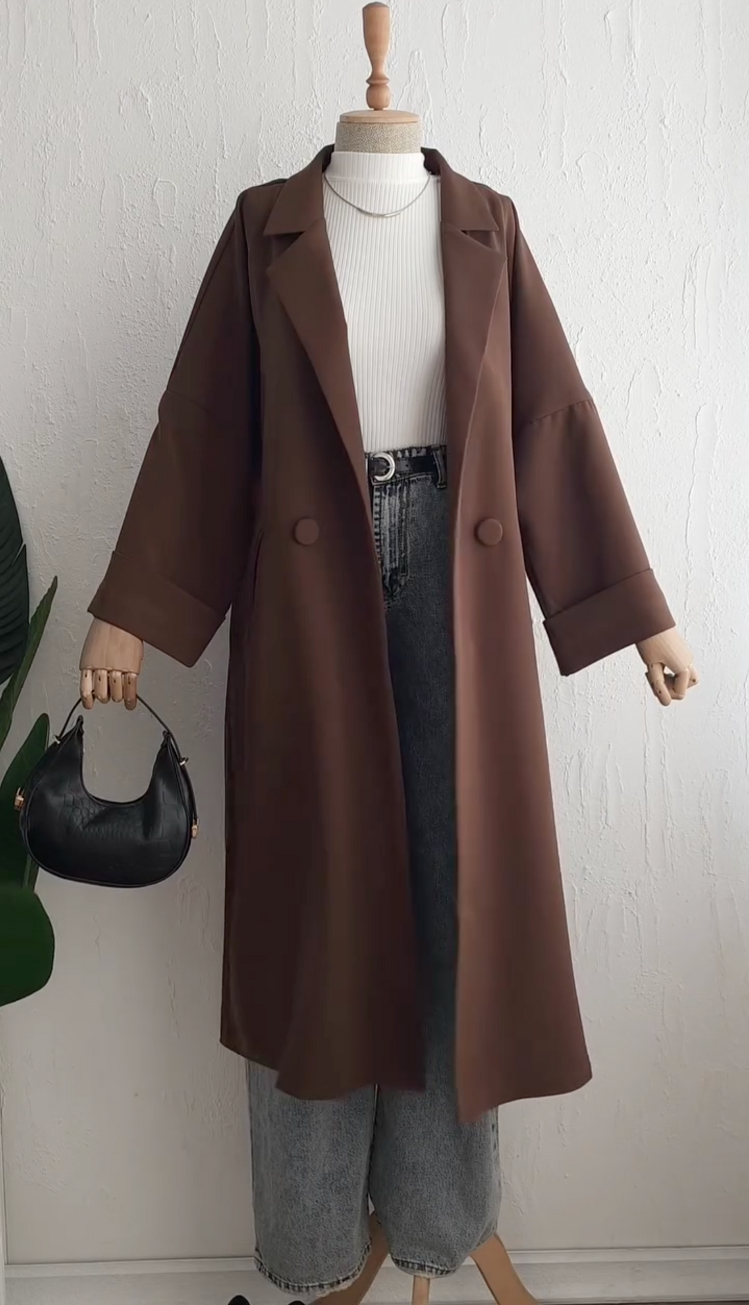 Modest Crepe Trench Coat