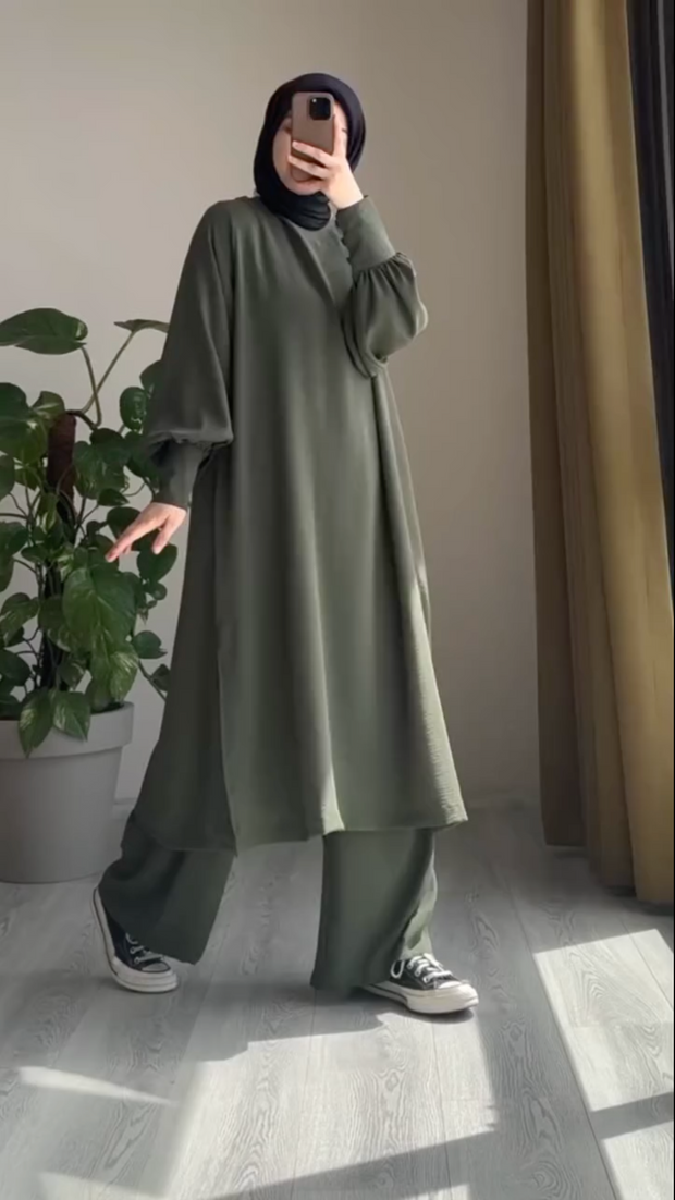 Women Long Shirt & Trouser Co-ord Set
