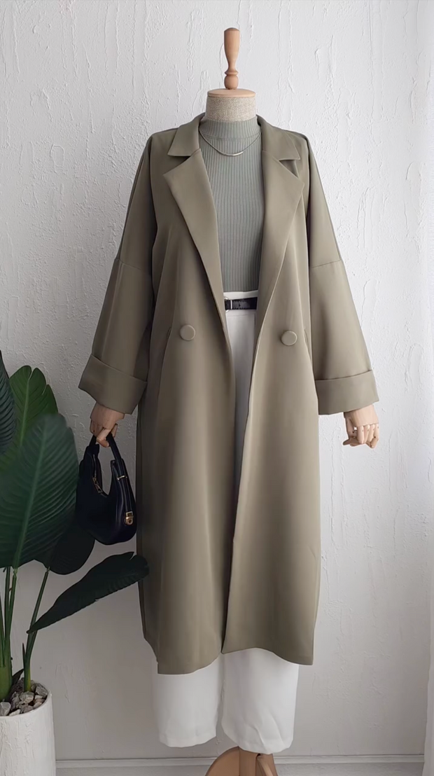Modest Crepe Trench Coat