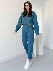 Women Cropped Hoodie 2pc Set