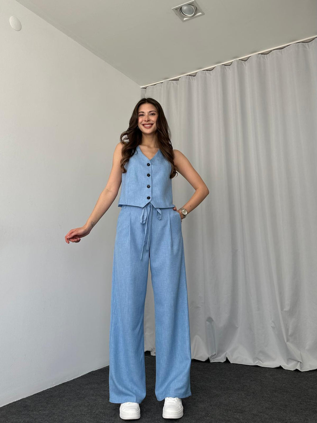 Olivia Vest &amp; Pant Sets - Linen Fabric