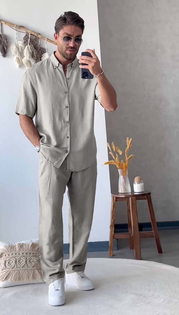 Men's Linen Sets - British Collar