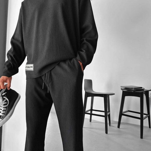 Men Crewneck Pleated Sets