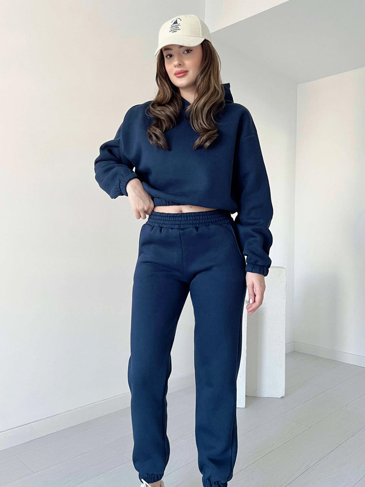 Women Cropped Hoodie 2pc Set