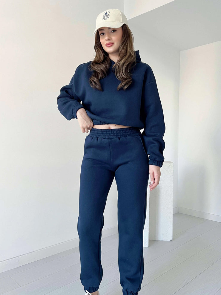 Women Cropped Hoodie 2pc Set
