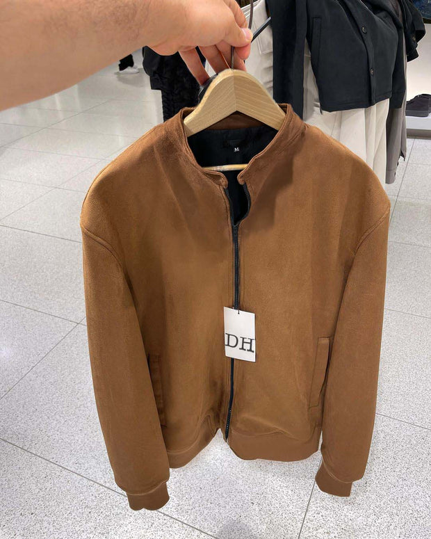 Faux Suede Bomber Jacket