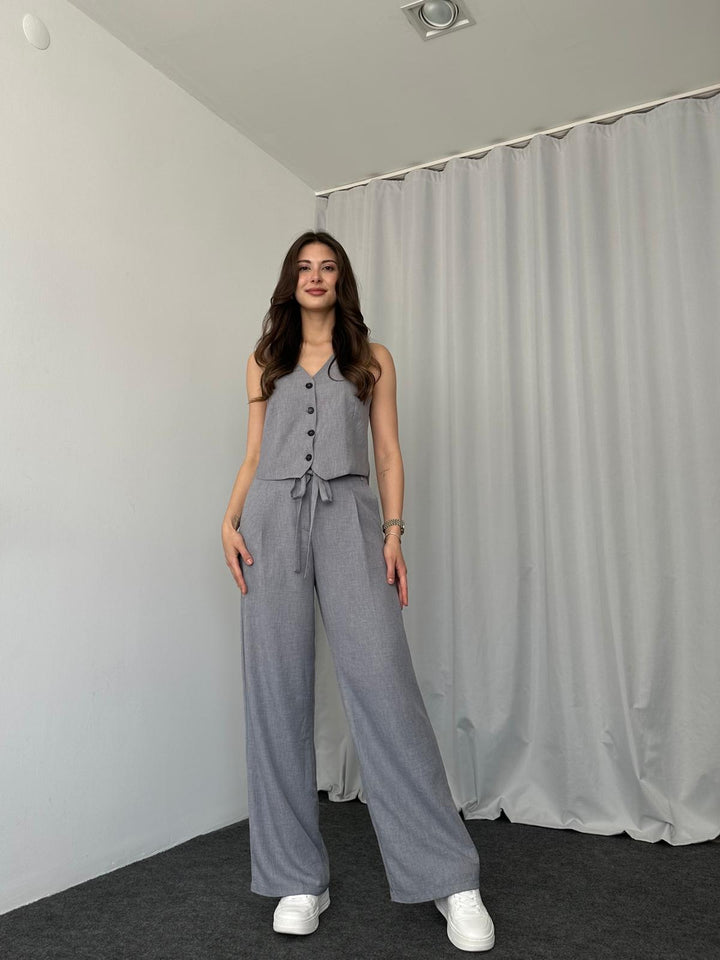 Olivia Vest &amp; Pant Sets - Linen Fabric