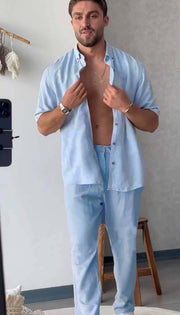 Men's Linen Sets - British Collar