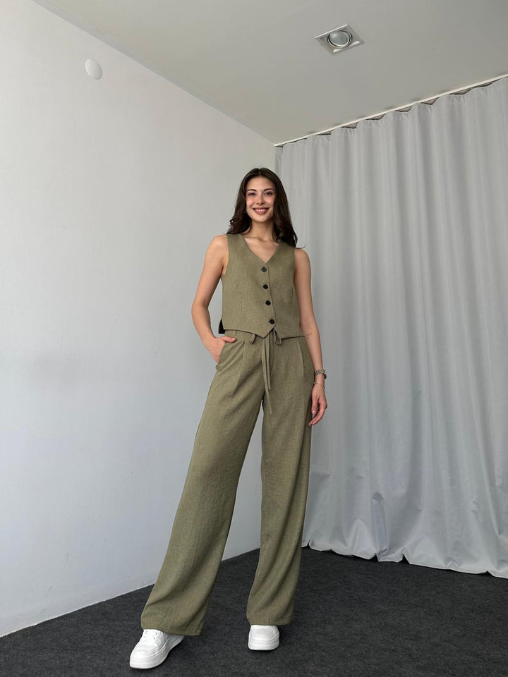 Olivia Vest &amp; Pant Sets - Linen Fabric