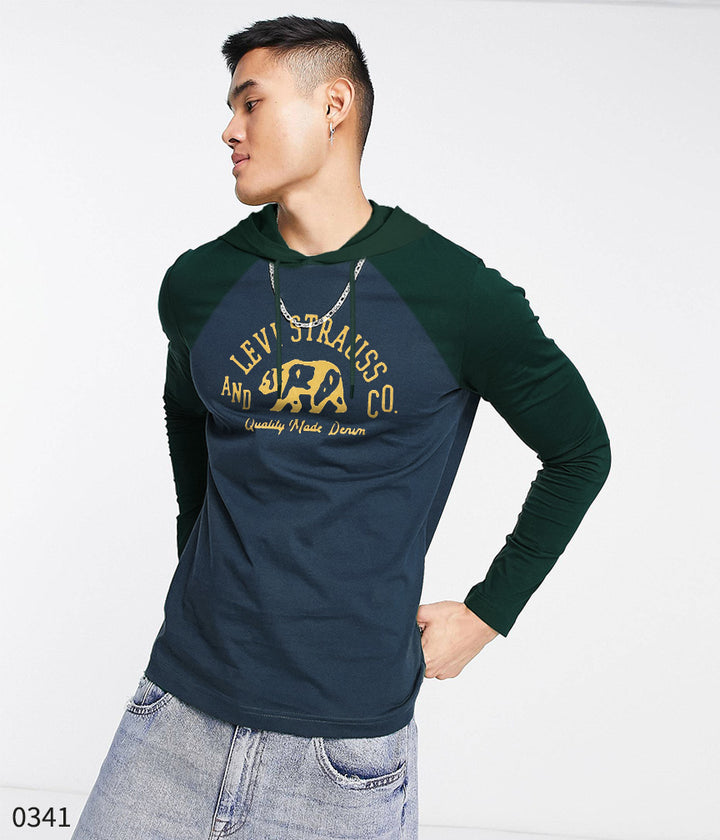Hooded Tee - Blue Bear Stamp