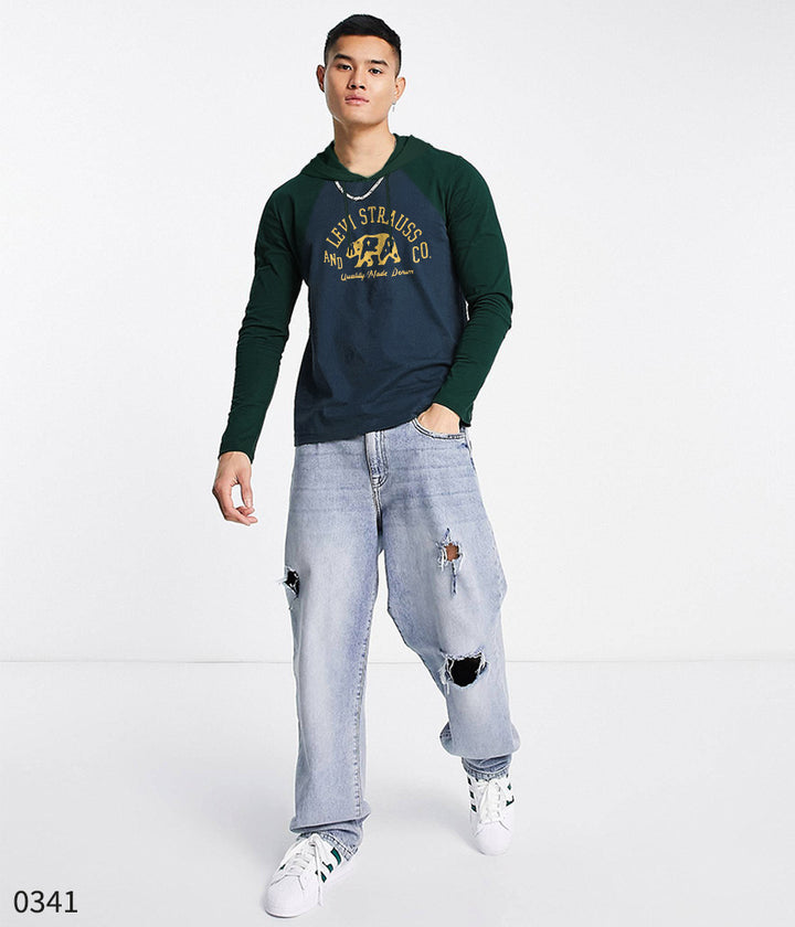 Hooded Tee - Blue Bear Stamp