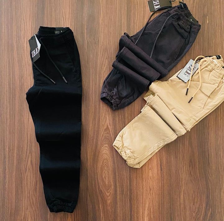 Crop Cotton Jogger Pants - Black (JOPA06)
