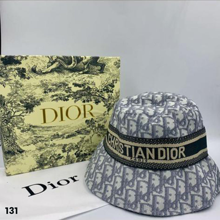 Dior Stripe Bucket Hat - Grey