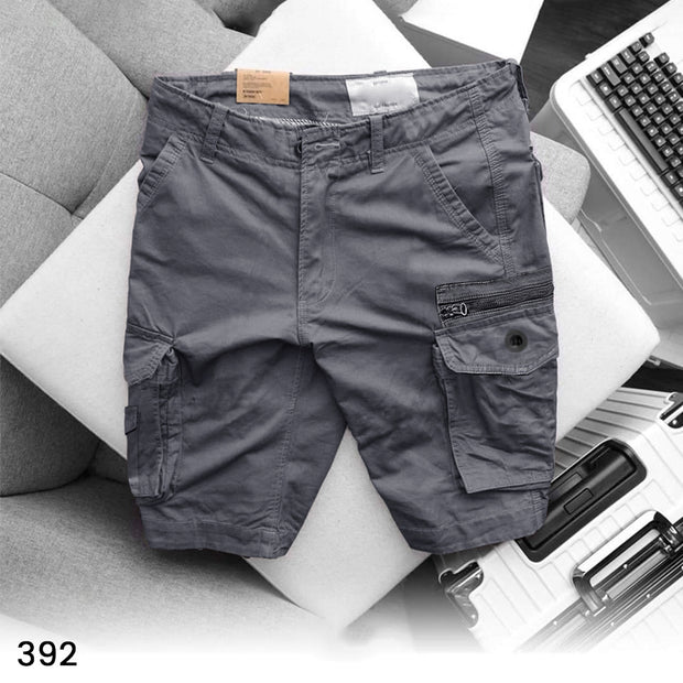 Grey Cargo Shorts Zipped Pocket