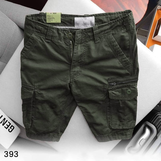 Olive Green Cargo Shorts Zipped Pocket