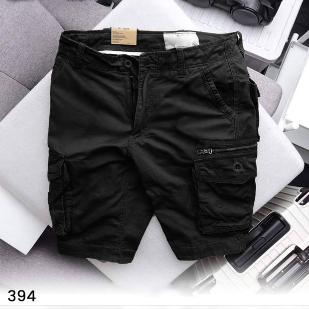 Black Cargo Shorts Zipped Pocket