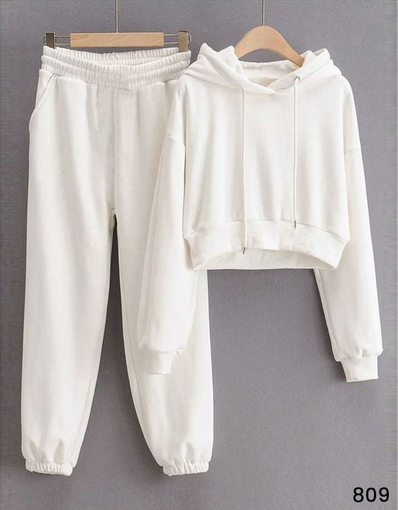 Women Hoodie Set - White 809