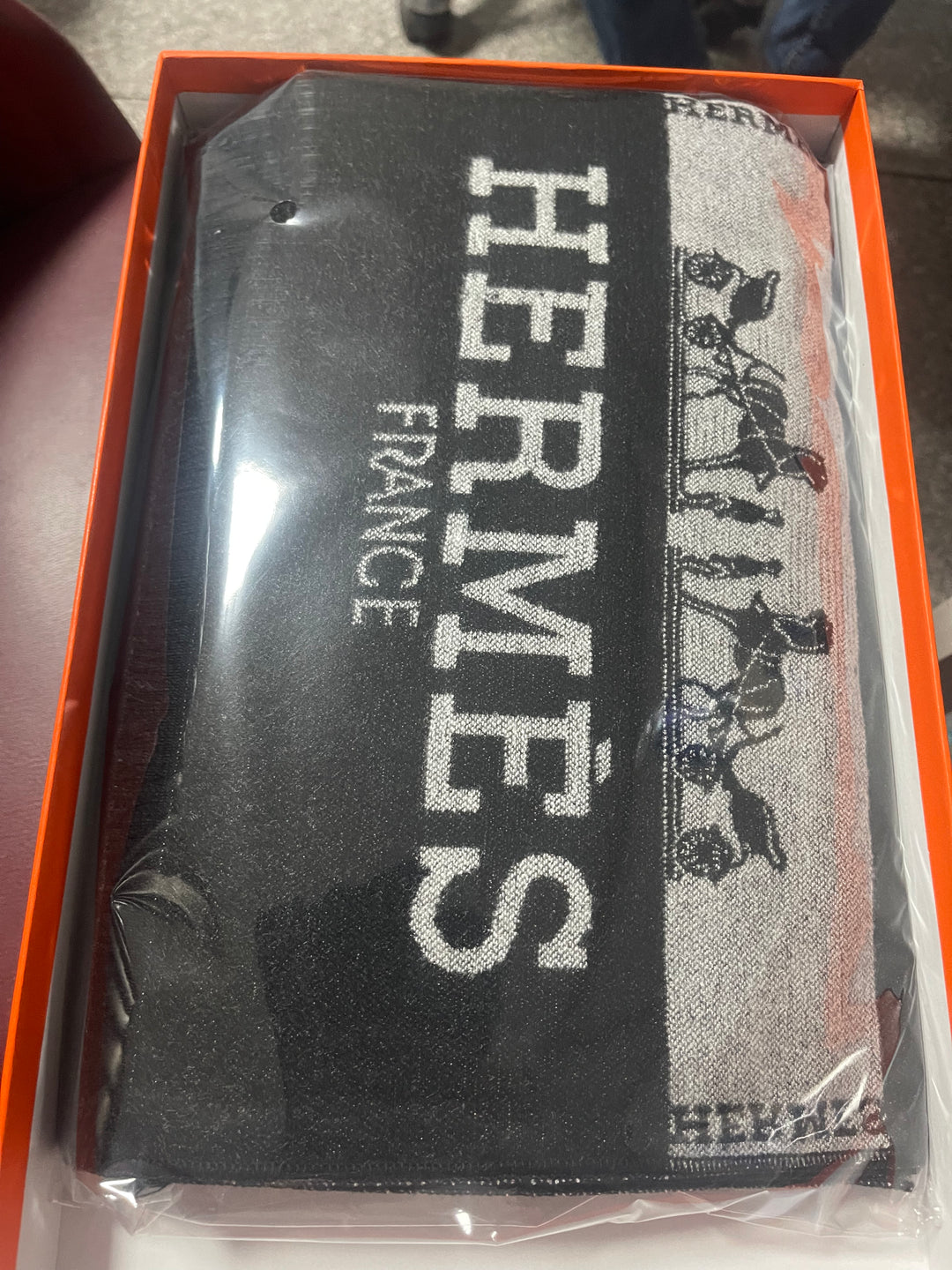 Hermes Horse Logo Cashmere Wool Scarf